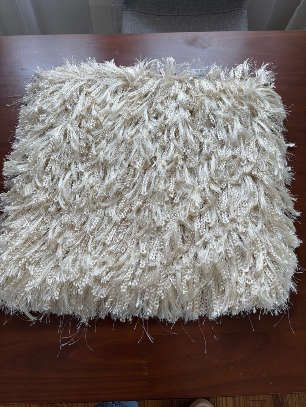 Westex urban loft shag pillow cover ivory 18”